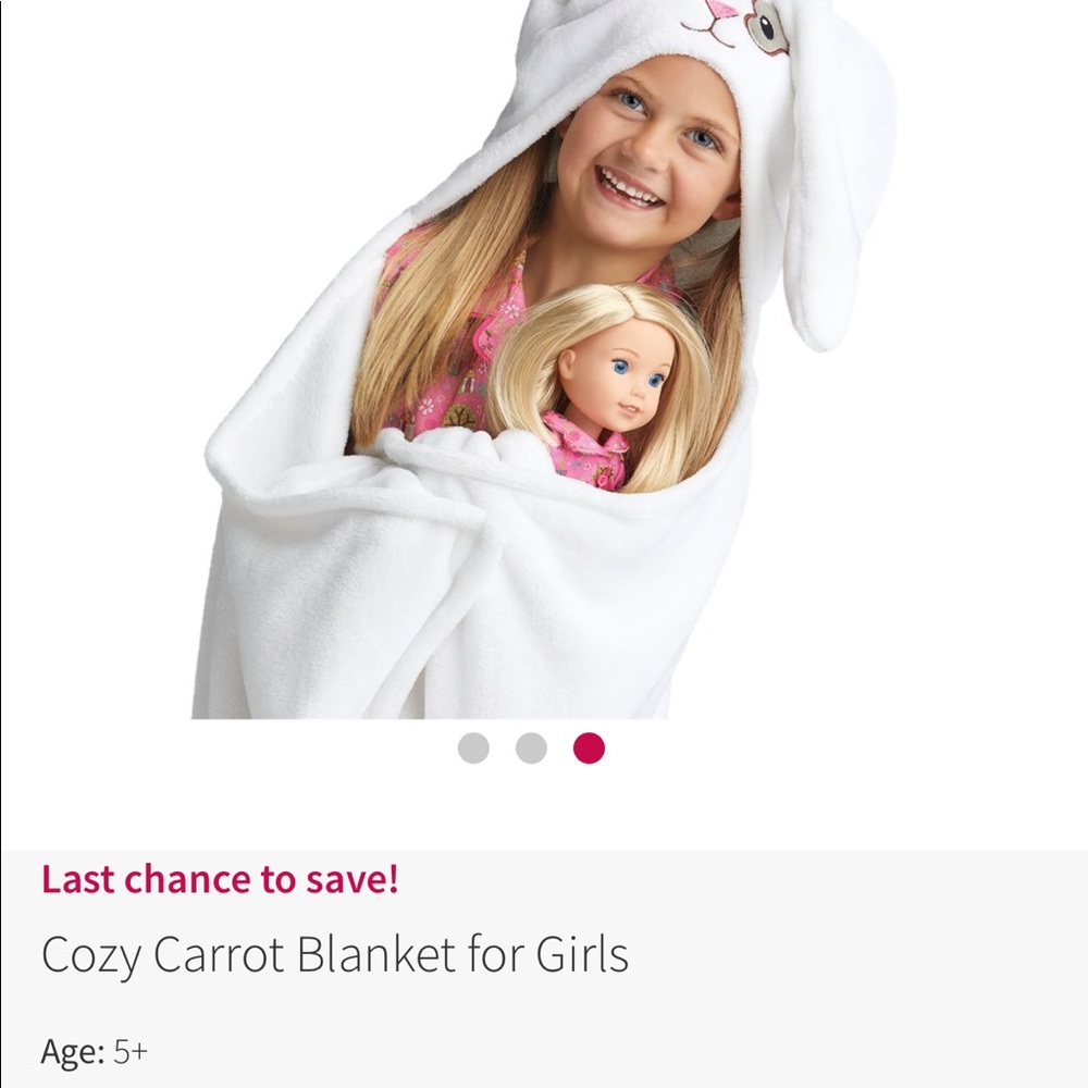 American girl cozy carrot blanket
